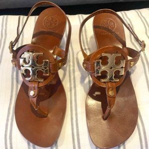 Heeled Tory Burch Sandals with Medallion